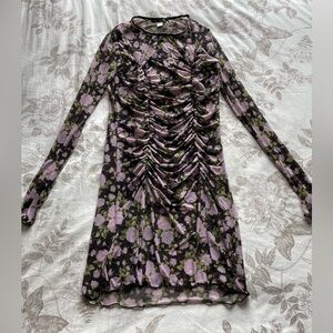 Only Hearts UO Double Mesh Sheer Floral Midi Dress Small Feminine Dainty Fairy